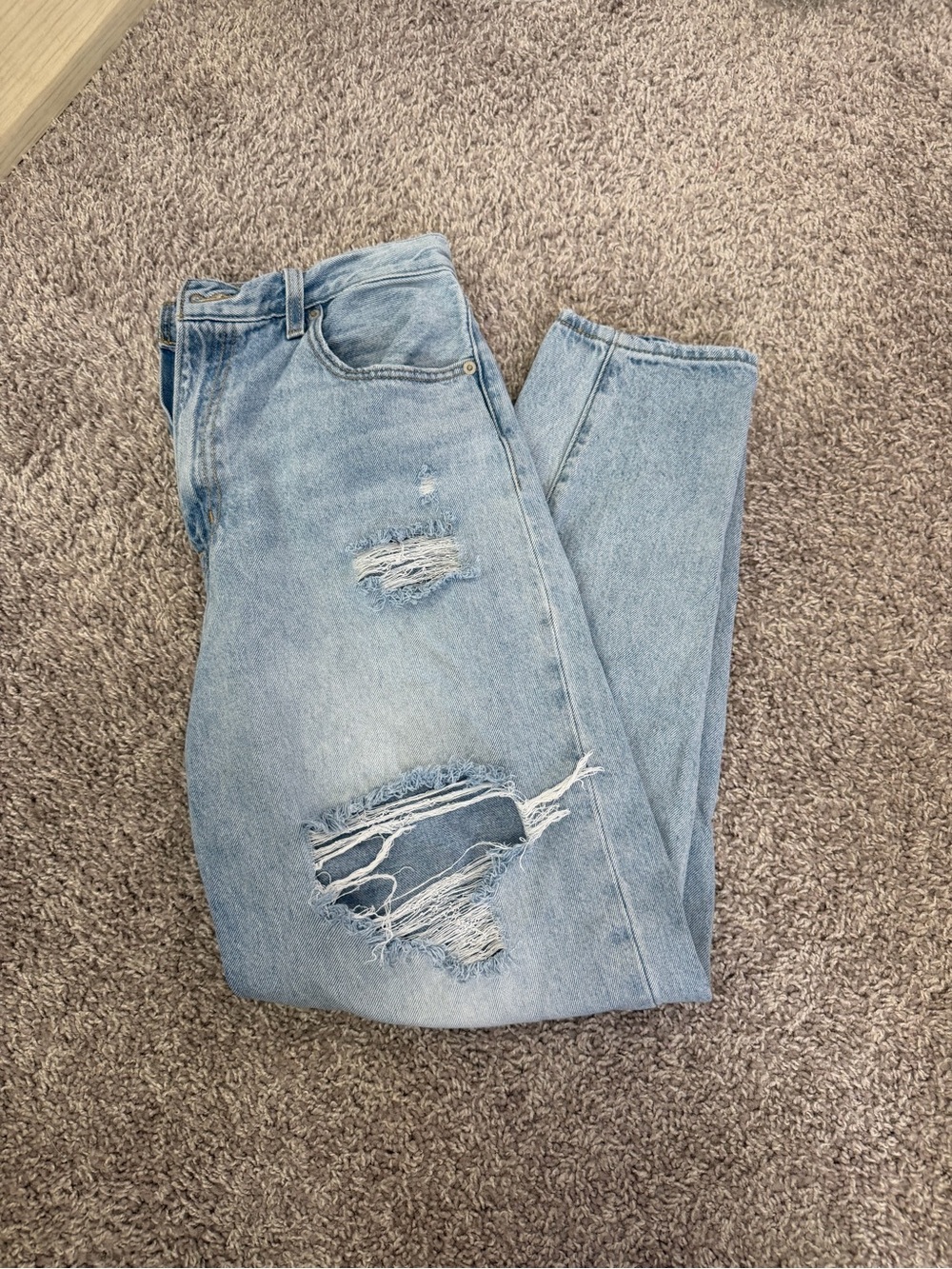 Levi's Light Blue Distressed Straight-Leg Jeans